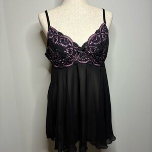 Elegant Black and Pink Cinema Etoile Seductivewear babydoll nightgown.